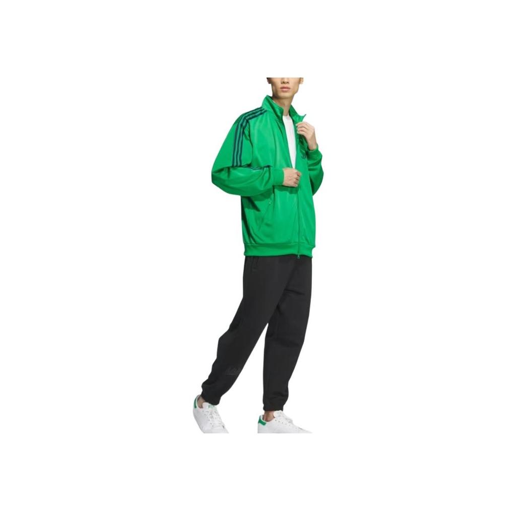 adidas Originals Logo Streep Sport Staande Kraag Verlaagde Schouder Lange Mouwen Jas Unisex Jas Groen Nachtblauw IZ4924