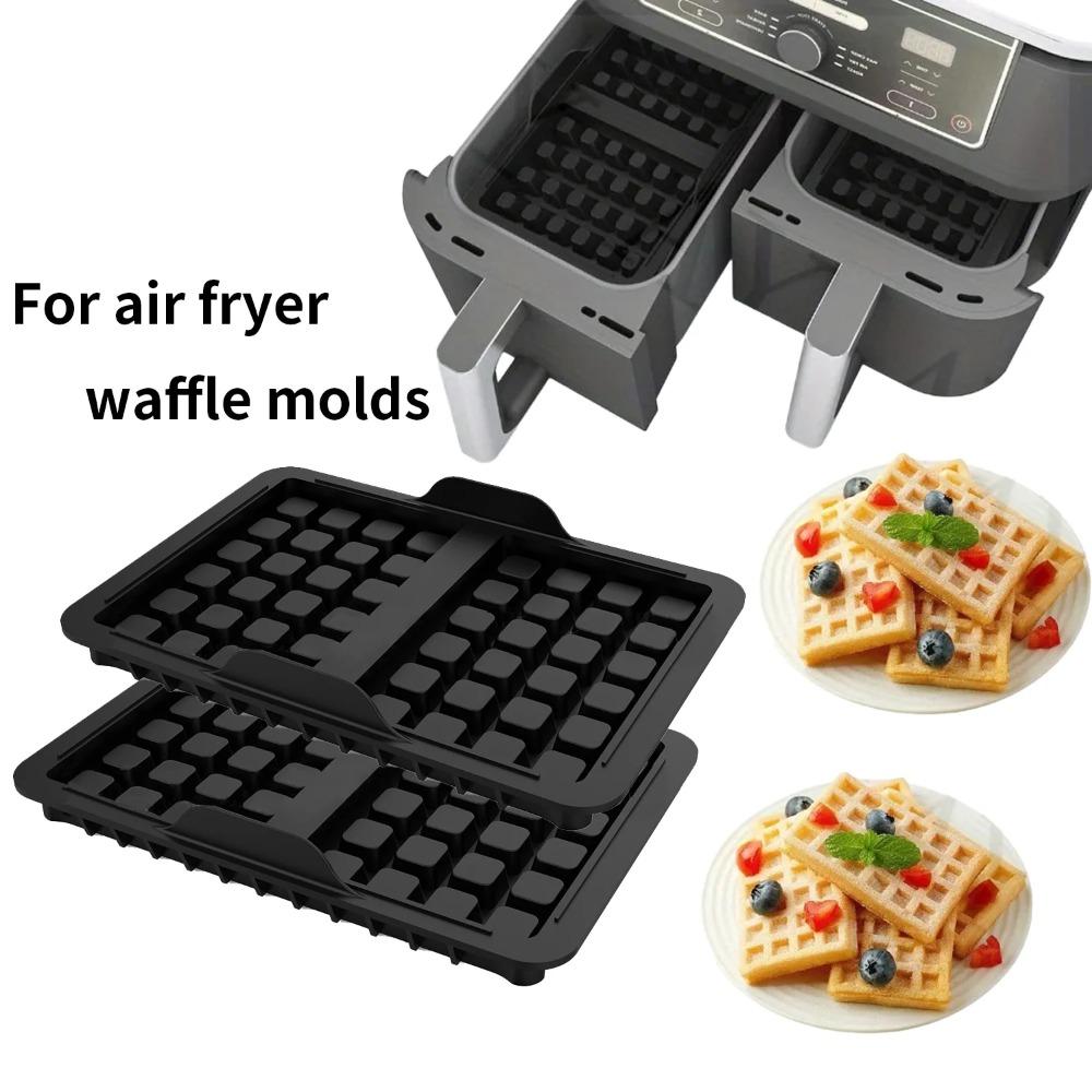 2 Piece Portable Silicone Air Fryer Waffle Mold Square/Rectangular Non-stick Baking Mold Heat-resistant Waffle Maker Pastry