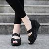 Sandales d'été noires pour femmes, avec tresse, pour la plage, à enfiler, semelle épaisse, plateforme, bout ouvert, grande taille