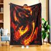Flame Dragon Flannel Blanket – Soft Breathable Polyester – Vibrant Red Orange Throw – All-Season Cozy Decor