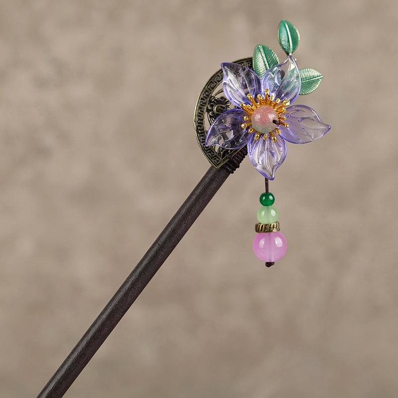 

Ретро шпилька-ступенька, старинное украшение для волос с бахромой для ханьфу, шпилька с цветком, классическая прическа-пучок, деревянная шпилька, этнические аксессуары для волос