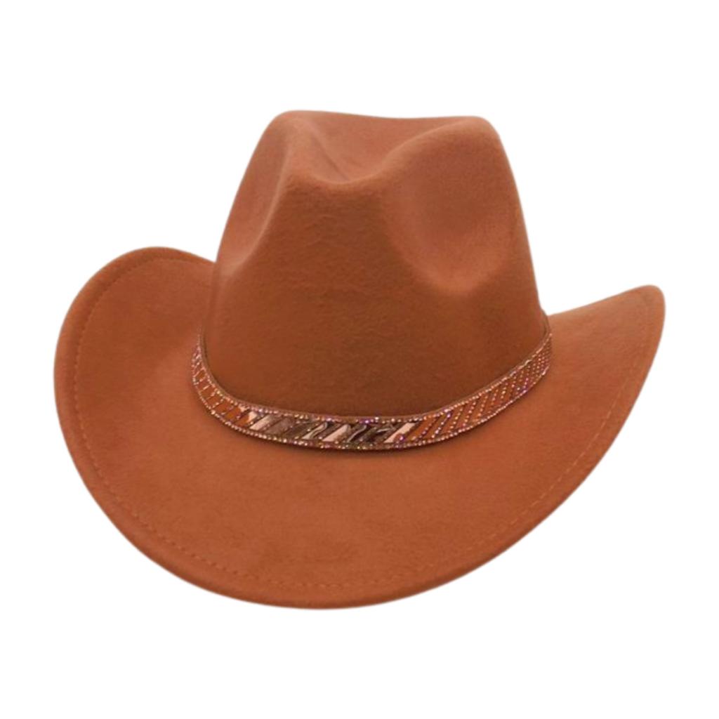 Cowboyhut Premium-Gefühl Ethnischer Stil Urlaubsreise Winddicht Bühnenrequisiten Zylinder Große Krempe Westlicher Filzhut