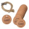Rustic Wedding Favor Tags 100Pcs Paper Thank You with String, Round Gift Tags, Pre-Punched Hole Hanging for Party Favors and DIY Packaging Birthday