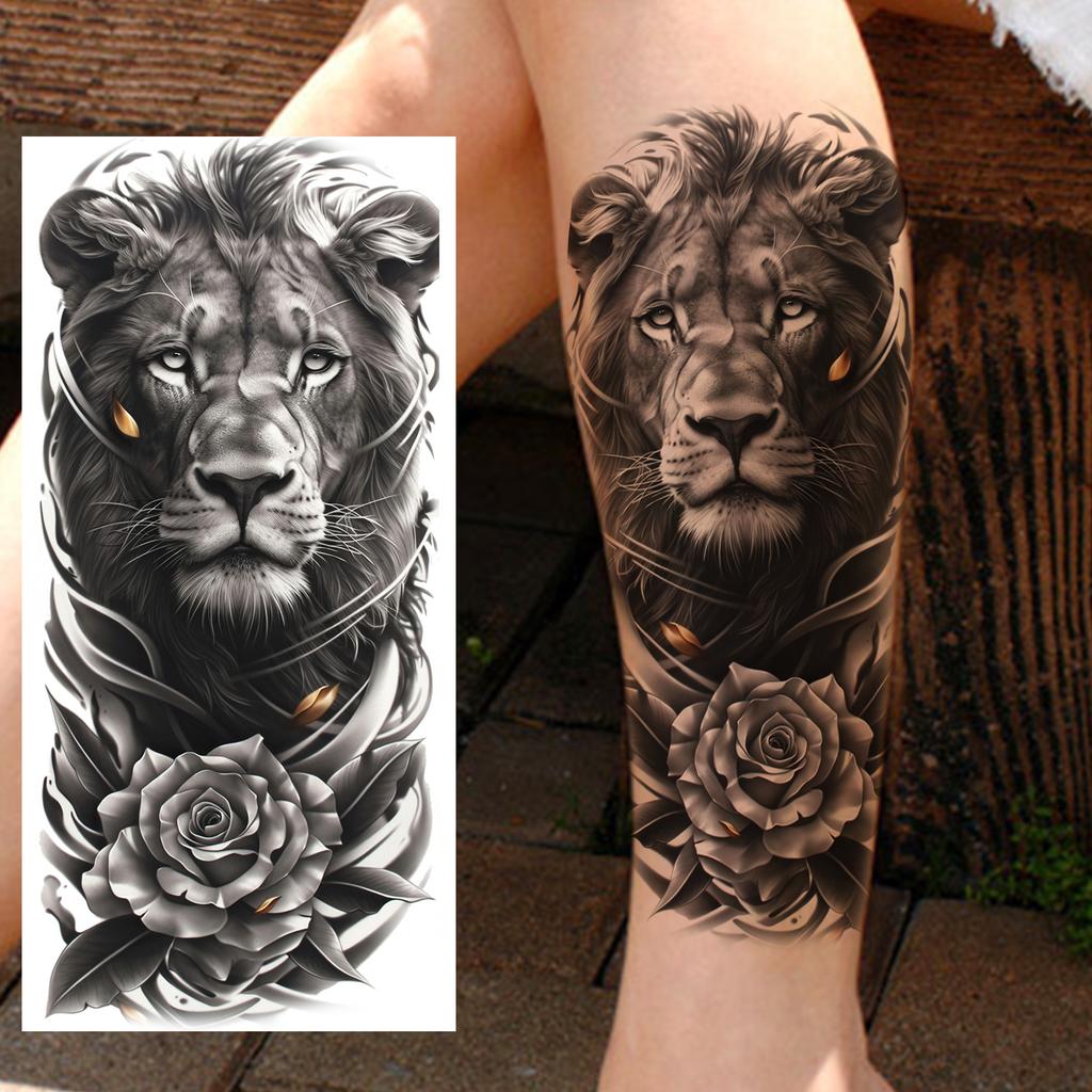 1 Sheet Bravery Tiger Temporary Tattoos For Men Adults Women Waterproof Fake Tattoo Sticker Disposable Washable Tatoo Decoration