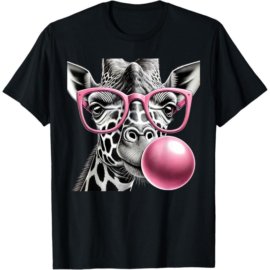 Giraffe Women Giraffe Face with Sunglasses Wild Animal Cute T-Shirt XXXXXL чёрный