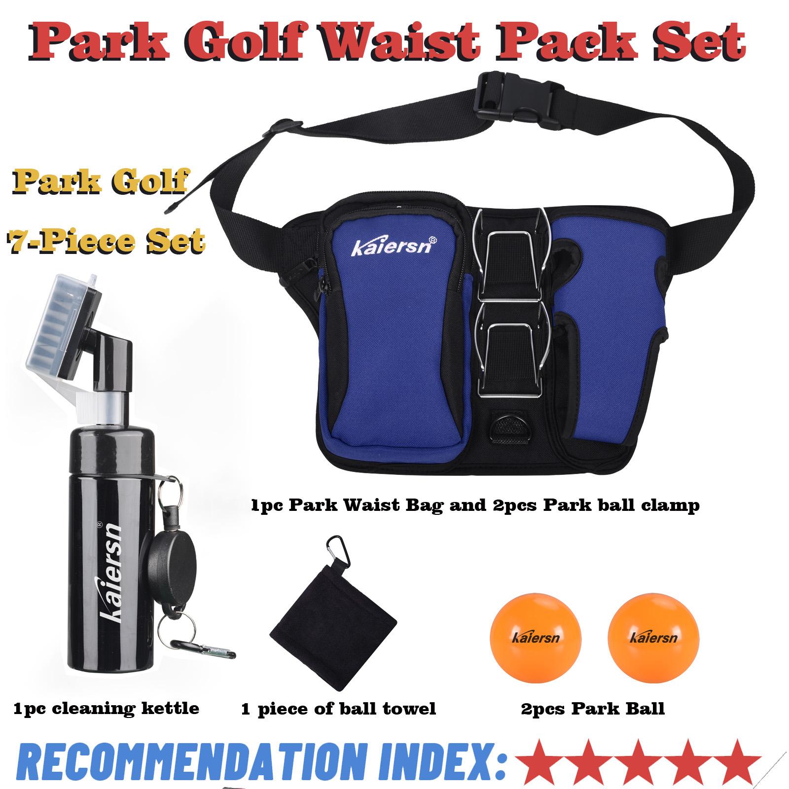 

Kaiers Park Golf Waist Bag Lightweight Sports Waist Bag with Double Ball Clip Park Ball Comes with Cleaning Towels Water Bottle синий