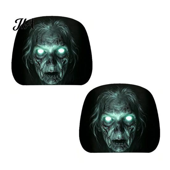 Anti-fouling Car Seat Protectors 2Pcs Ghost Face Headrest Covers, Halloween Horror Decorations, Easy Installation Sleeves Universal Fit Washable