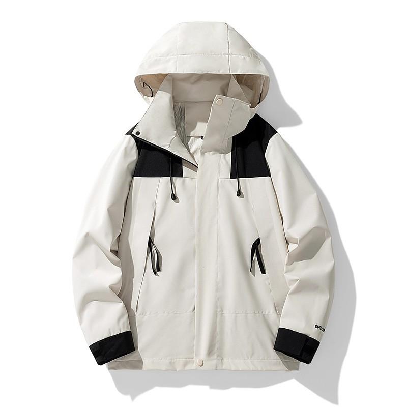 Color Block Loose Outdoor Hooded Jacket Men Women Trendy Casual Outerwear