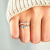Adjustable Open Finger Ring Women Sterling Geometric Cross Design Zirconia Inlay Minimalist Fashion Jewelry