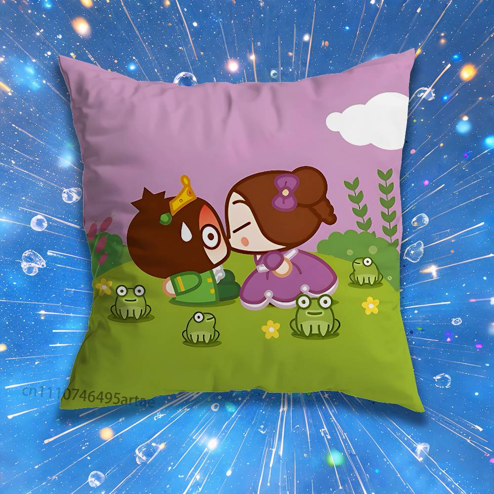 Cute Cartoon Pucca Garu Pillow Case Living Room Sofa Cushion Cover Suitable For Home Bedroom Room Decoration