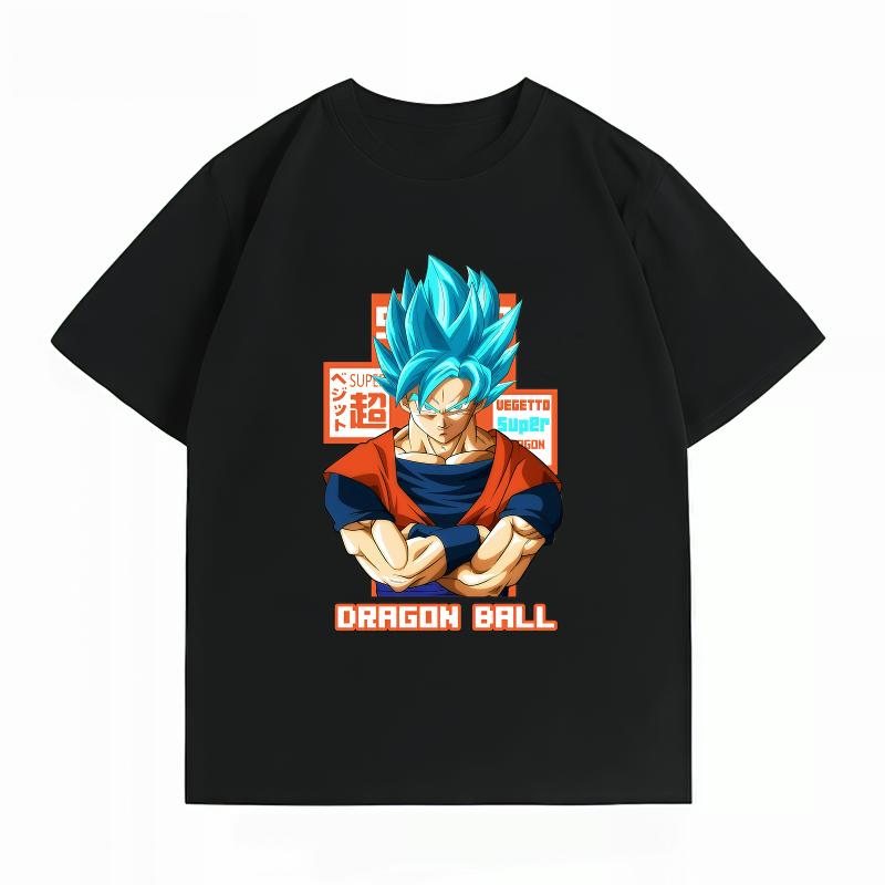 Unisexs Clothing New 100 Cotton Breathable Summer TShirt Dragon Ball Goku Blue Print Casual Streetwear Unisexs Tops
