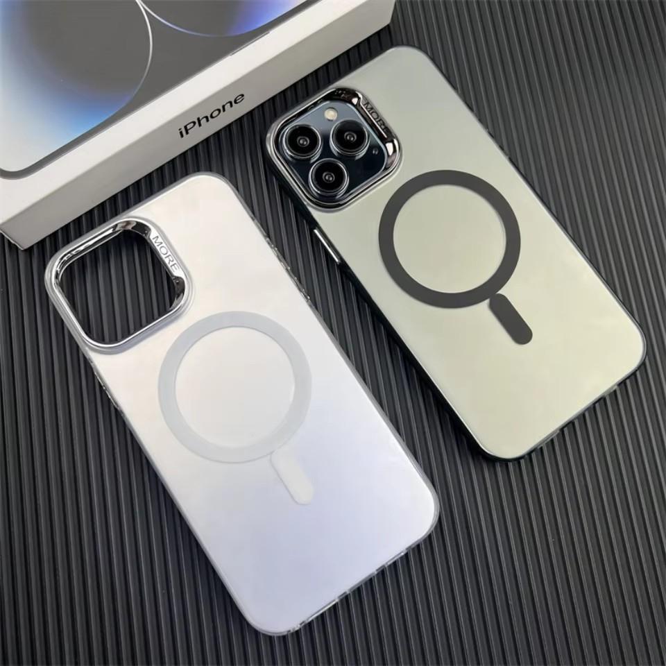 Ultra Thin Transparent Hard PC Magnetic Phone Case For iPhone 15 14 13 12 11 Pro Max 15 Plus For Magsafe Wireless Charge Cover