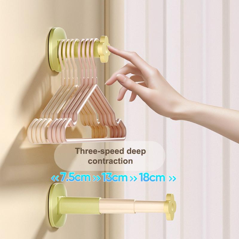 Hanger Storage Rack No-Drill Suction Cup Installation Retractable And Adjustable Length Home Use Hanger Storage Container