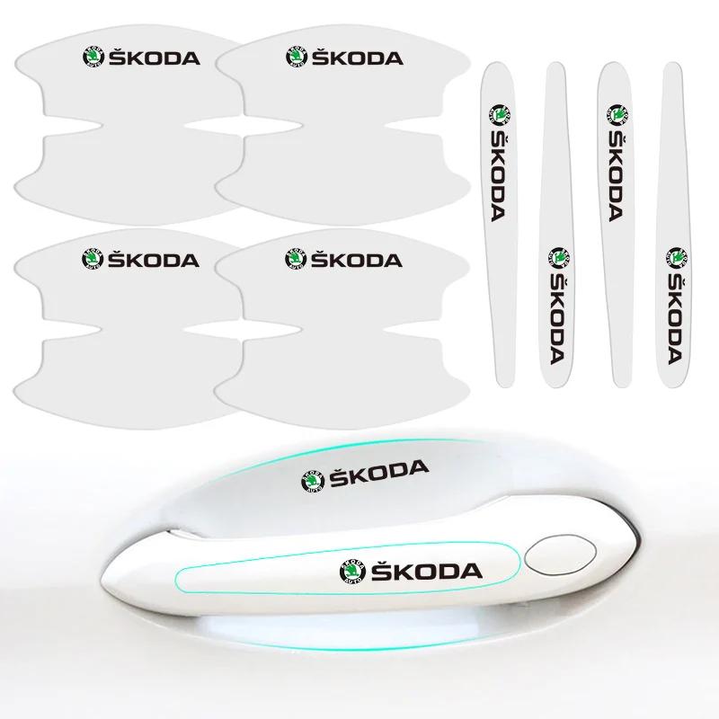 Transparent Car Door Handle Protector Film Anti Scratch Stickers For Skoda Fabia 1 2 Octavia A7 RS Superb Rapid Yeti Karoq