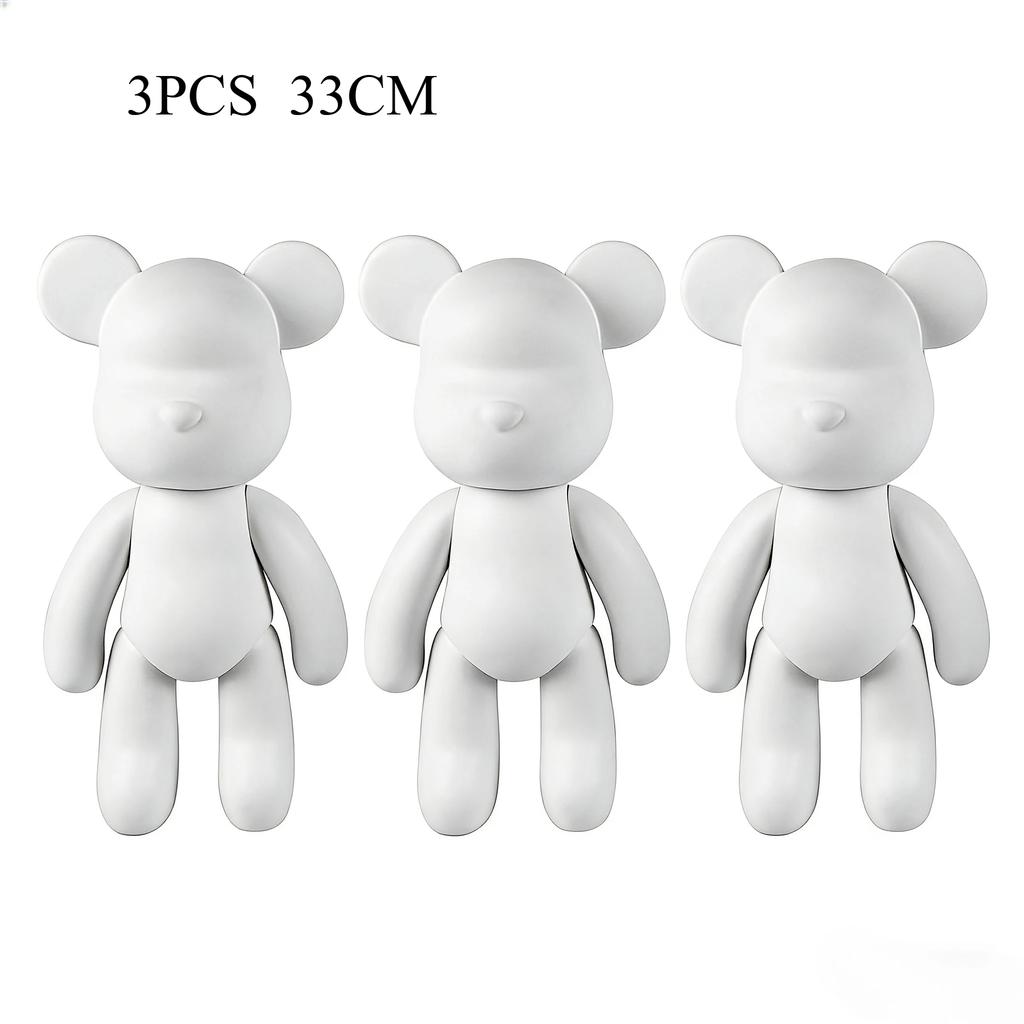 Wholesale 3Pcs DIY Paint White Embryo Fluid Plastic Hand Painting Violence Bear Toy Model Doll Building Block Bear Doll Gifts