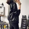 Frühling Herbst Koreanisch Elegant PU Leder Cropped Baseballjacke Locker Reißverschluss Biker Mantel Top