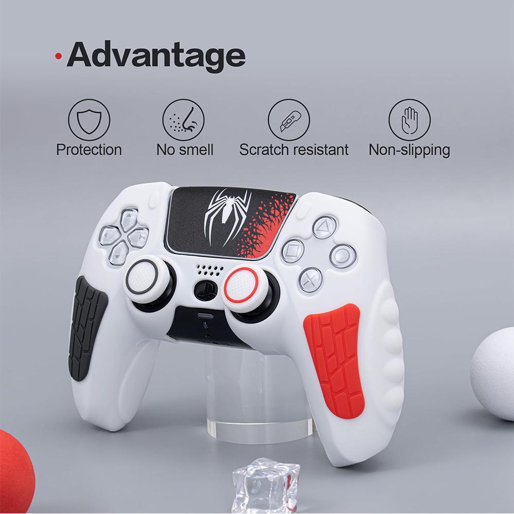 Spider Controller Cover Case For PS5 with Thumb Grip Caps and Cover Wrap Sticker