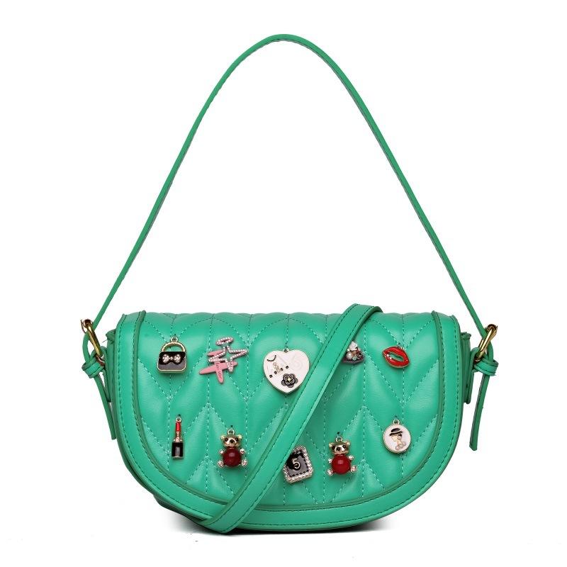 Bags Xiaoxiangfeng Rhombus Women's Bag 2025 New Korean Edition Fashion Splicing Trend One Shoulder Crossbody Saddle Bag