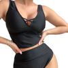 Maillot de bain pour femme Sexy Noir Creux Croisé Maillot de bain Ensemble Bikini Taille Haute Vêtements de Plage Maillots de Bain