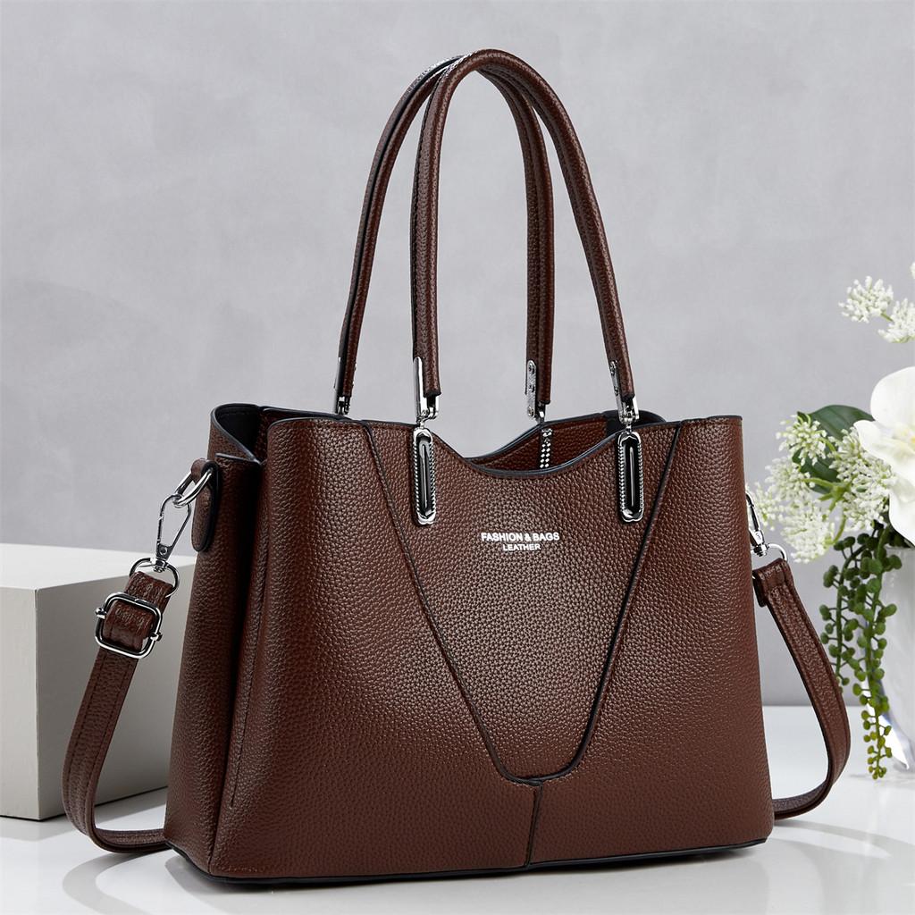 Womens Pu Large Tote Handbag With Top Handle And Shoulder Strap For Daily Commute