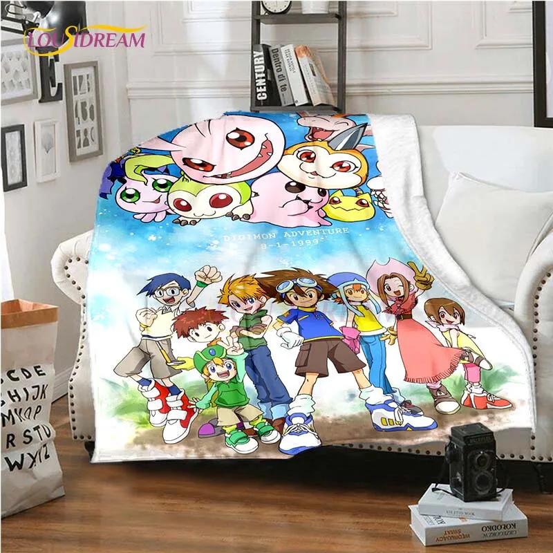 New Cartoon Digimon Blankets for Beds Anime Blanket Queen Size Soft Bed Sheet Rome Decor Winter Bedding Cover Kids Gift Picnic