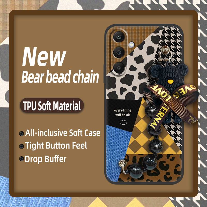Cartoon Skin-friendly Feel Phone Case For Samsung Galaxy M56 5G/SM-M566B Cute Silicone Back Cover Black Pearl Pendant