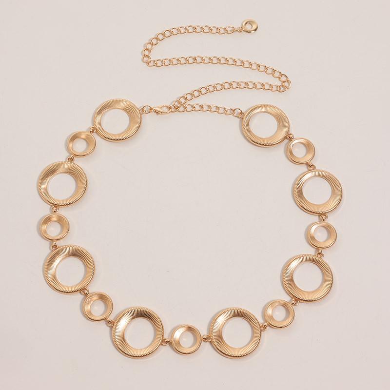 Geometric Metal Waist Chain With Hook Closure For Fashion Women Spring