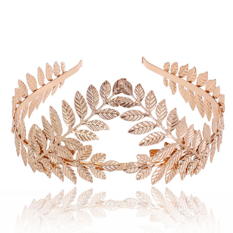 Fascia per capelli con foglie dorate da sposa europea e americana 2026, Fascia per capelli con foglie dorate da sposa, Ornamento per capelli, Fascia a corona, Natale