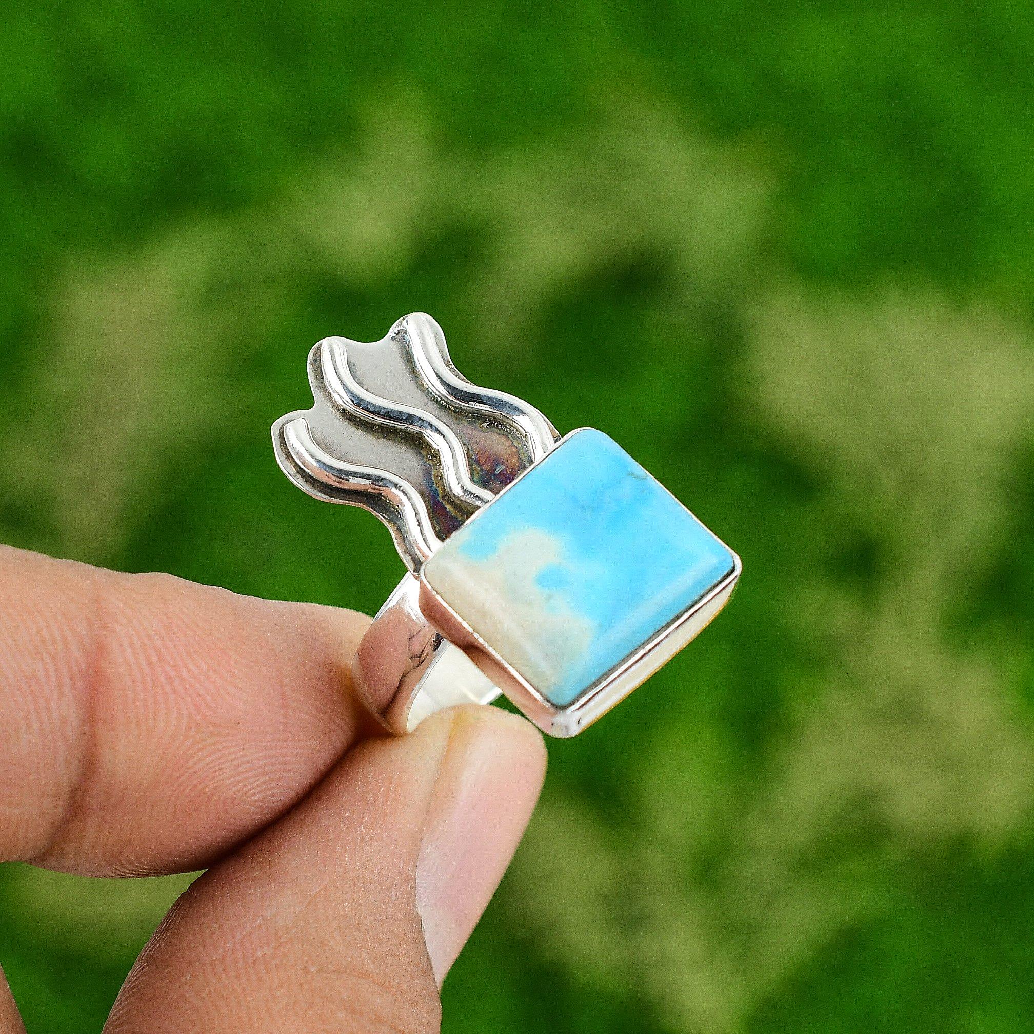 

Natural Sleeping Beauty Turquoise Statement Ring Size 8.75 925 Silver 8.75