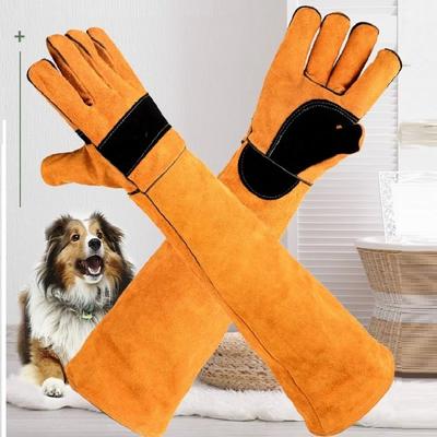 Bissfeste Sicherheitshandschuhe für Hunde, Katzen, Reptilien, lange Lederhandschuhe für Haustiere, zum Greifen und Beißen, Schutzhandschuhe für Gartenarbeit, Zughandschuhe