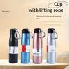 Cross-Border New Arrival 304 Stainless Steel Portable with Rope Handle Large Capacity Vacuum Cup Outdoor Sports Hiking Knight Cup