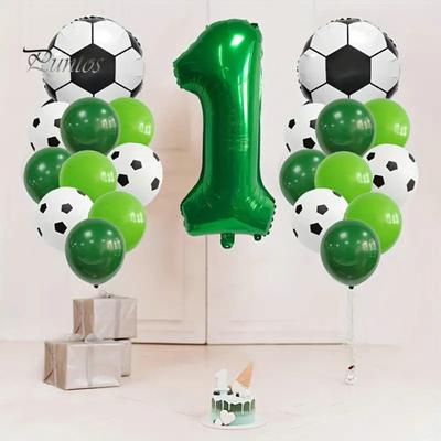 1 Set Balloon Set Soccer Number Shape Leakproof Contrast Color Sport Fans Baby Birthday Party Decoration Arch Balloon Photo