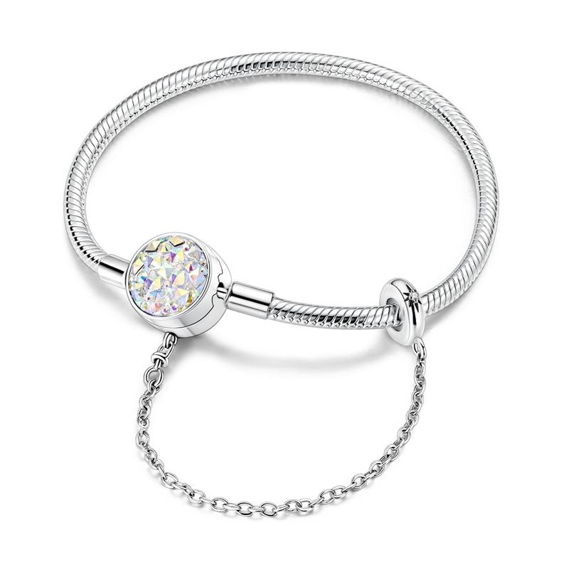 

Original 925 Silver Bracelet Original Clover Heart Snake Chain Bracelets Fit Charms Beads Jewelry Gift Diy For Woman Wedding 17CM