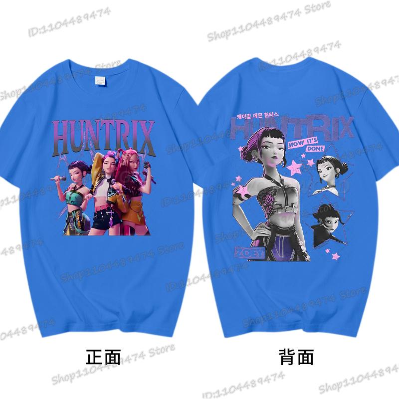 KPop Demon Hunters Rumi Zoey Miba T-shirt Men Korean Anime T Shirt Cartoon High Quality Cotton Tshirt Fashion KPop Tee Female