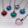Vintage Aquamarin Pfirsich Herz Halskette, 18 Karat Vergoldet Acht Herzen und Acht Pfeile Schmuck Zirkon Pfirsich Rosa Liebesherz Halskette