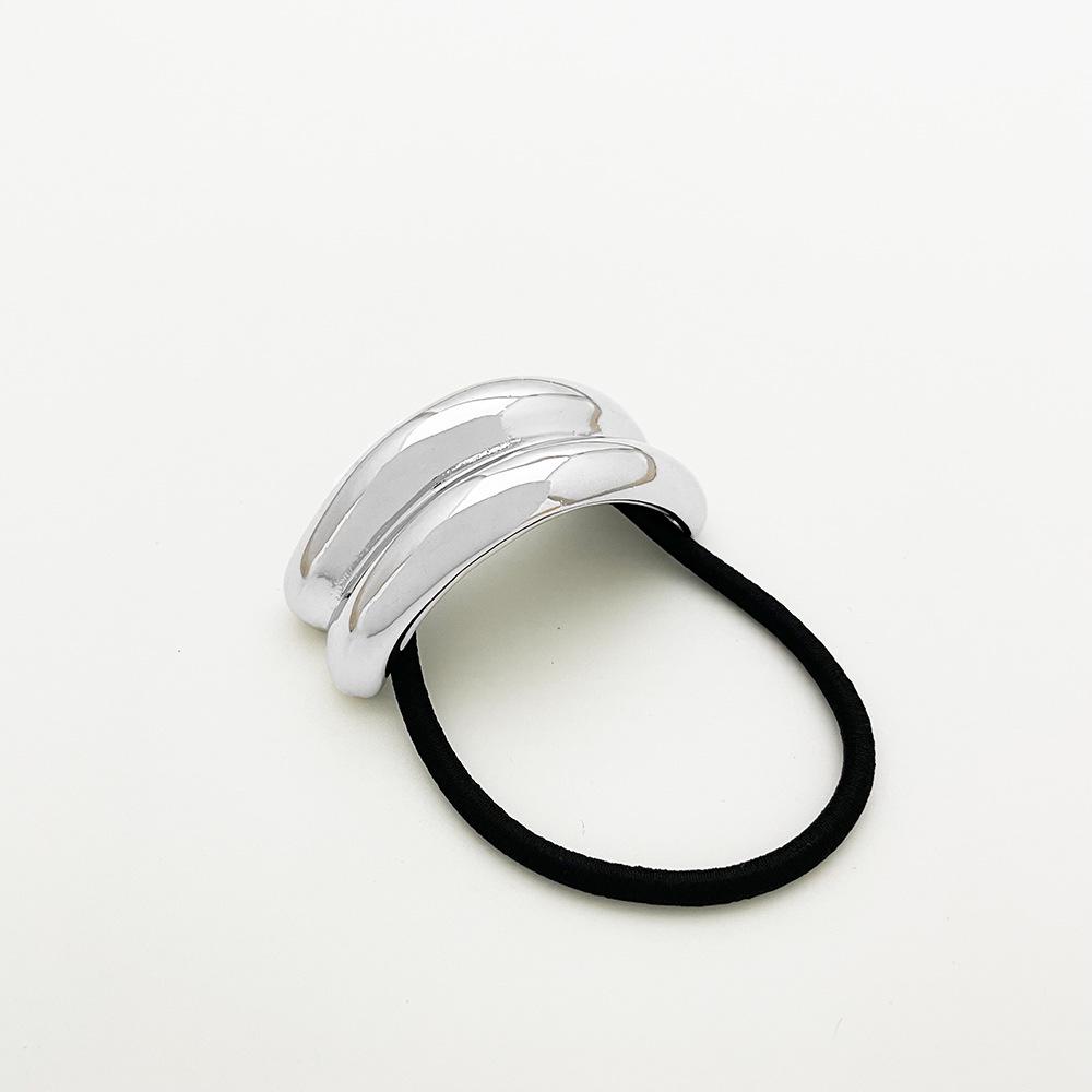 U-Shaped Minimalist Alloy Hair Tie with Bright Finish for Ponytails - European & American Style