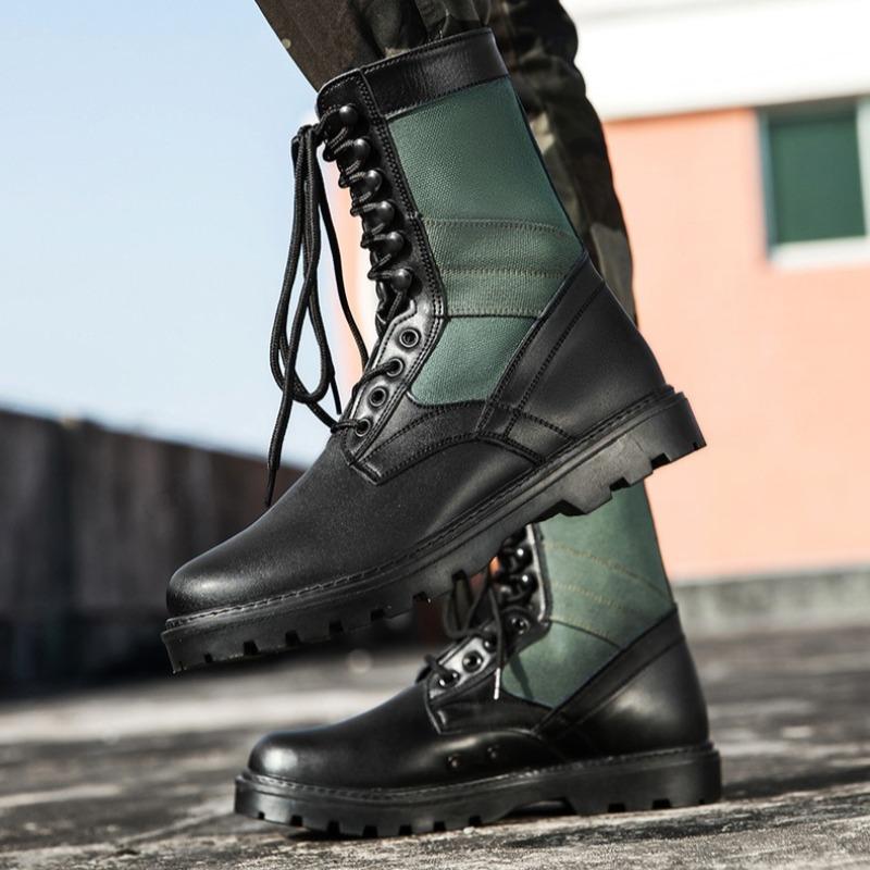 Fashion 2025Men's High-top Boots High Quality Leather Casual Boots Breathable Canvas Boot Lace Up Desert Ankle Boots for Men Hiking Boot