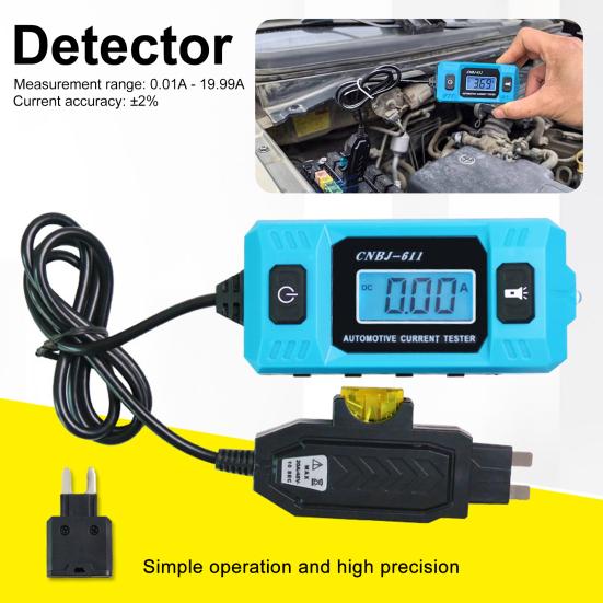 Circuit Fault Tester Automotive Current Detector with Blue Backlit LCD Screen Built-in Headlight for Car And Commercial Vehicle Circuit Testing