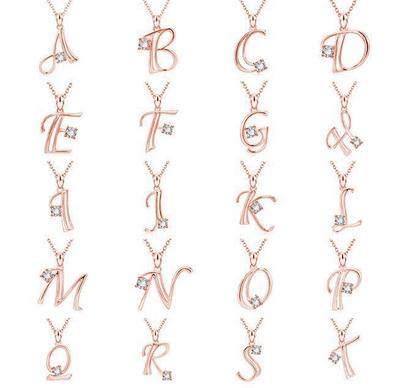 26 English Alphabet Diamond Necklace Accessories