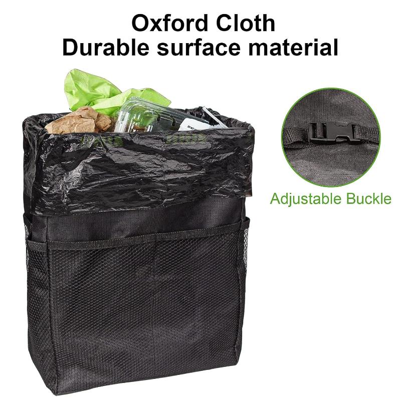 Foldable Car Trash Can With Storage Pockets Waterproof Leakproof Hanging Garbage Bin For Auto Outdoor Camping Organizer