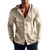 Cárdigan con capucha y cordón para hombre, cierre de botones al frente, manga larga, bolsillo, sudadera casual
