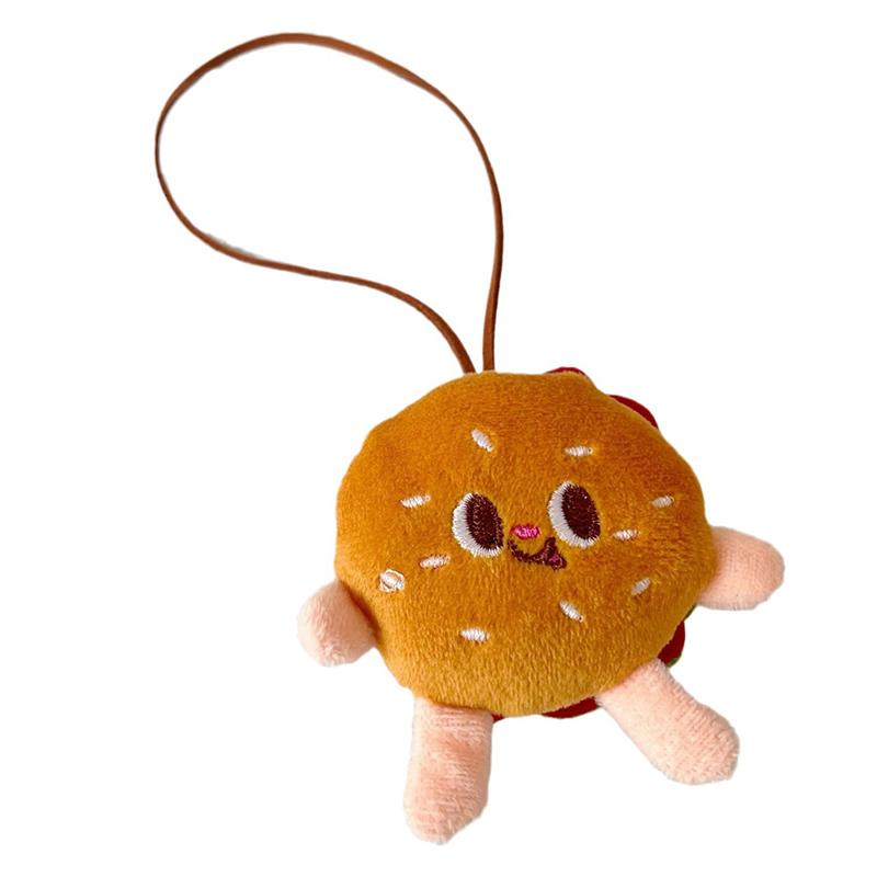 Creative Hamburger Name Tag Keychain Cute Name Sticker Plush Doll Child Anti-Lost Keyring School Bag Pendant For Children Gifts