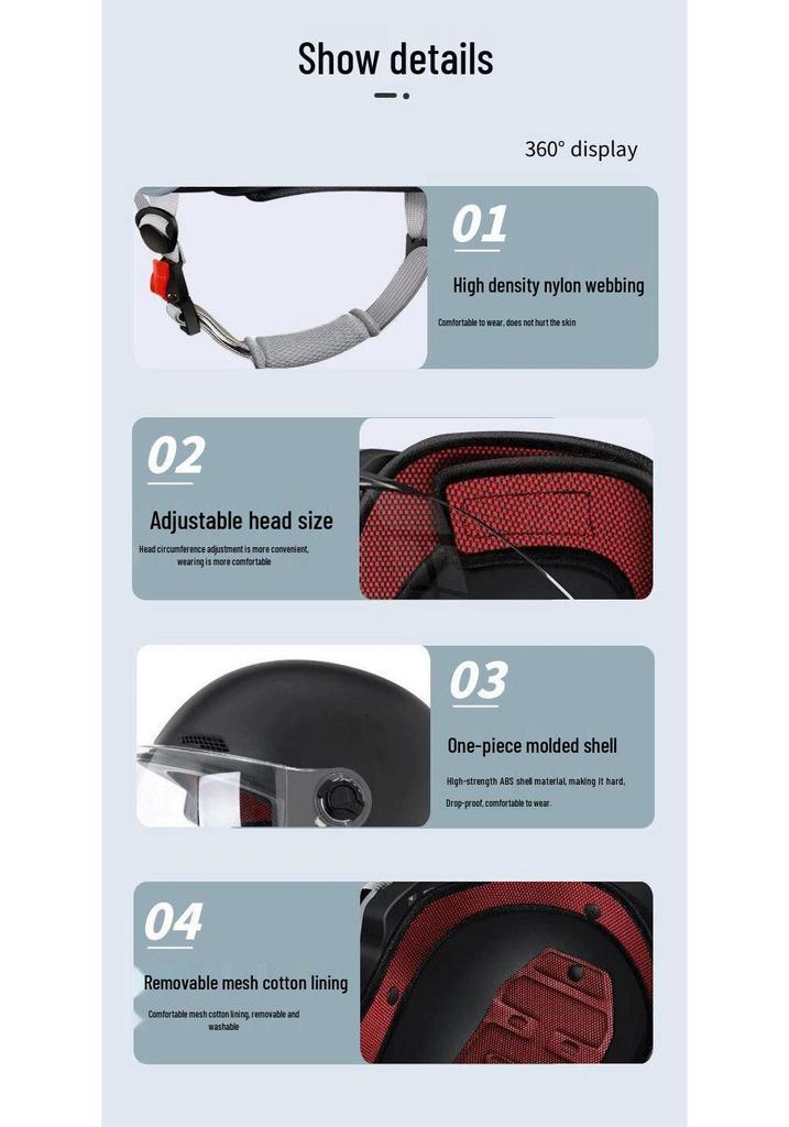 Unisex Summer Electric Vehicle Half Helmet for All-Season Use - Motorcycle Safety Helmet