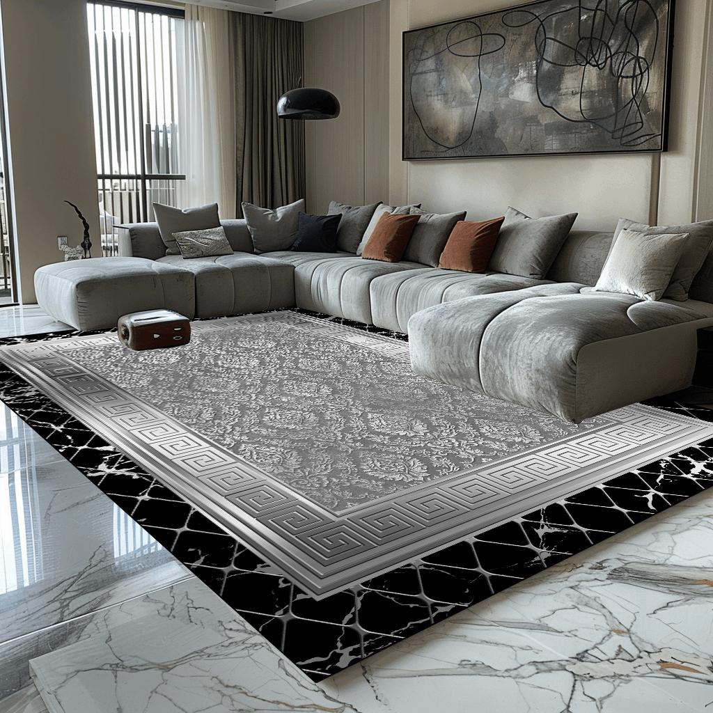 

Ковры в европейском стиле серого цвета для украшения гостиной, коврик для зоны дивана и журнальных столиков, роскошные домашние ковры для спальни, нескользящий тапис 140x200cm 55x78.7in