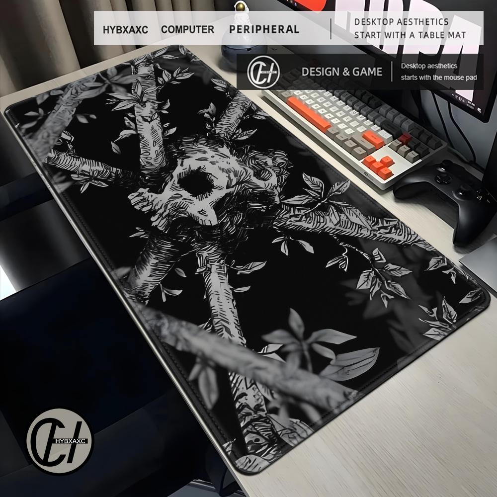 Black White Skull Desk Mat Large Rubber Mousepad Xl Gothic Horror Skeleton Mouse Pad Computer Pc Accessories Gaming Keyboard Mat