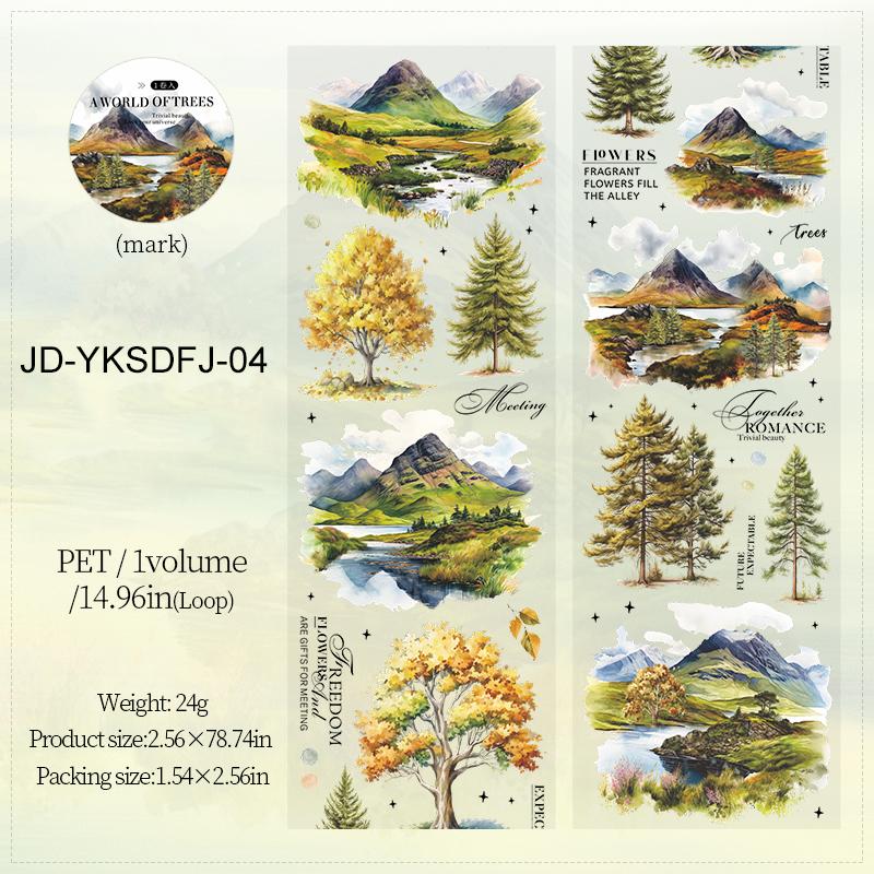 65mm*200cm Scenery of Tree Series Vintage Tree Landscape PET Tape Creative DIY Journal Material Collage Scrapbook Stationery