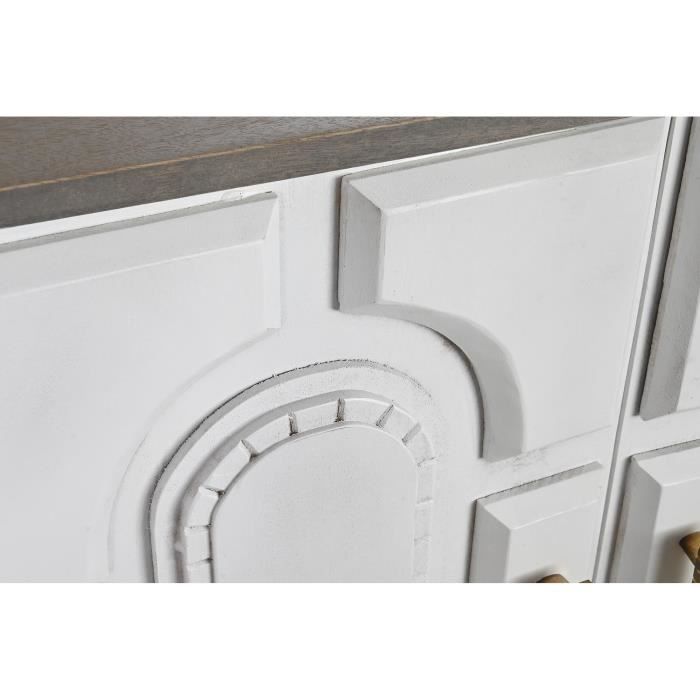 Buffet - Gris doré - Métal blanc - Bois de manguier