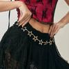 Salircon Hip Hop Punk Ausgeschnittenes Pentagramm Hüftkette für Damen Mode Metall Geometrie Stern Körperkette Minimalistisches Körperaccessoire