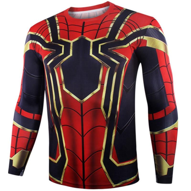Marvel Mens Superhero Compression T Shirt Sports Fitness Gym Tops Spiderman Tee