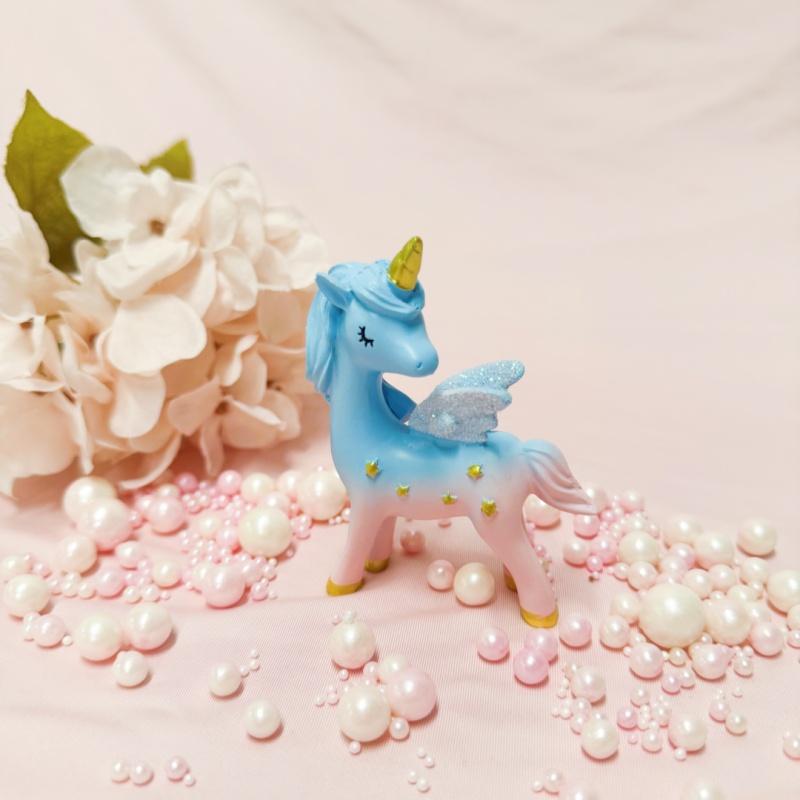 3 ks Jednorožec Dekorace na dort Kreslený jednorožec Topper na dort Pryskyřičná figurka Jednorožec Topper na dort pro Dekoraci narozeninové oslavy malé holčičky